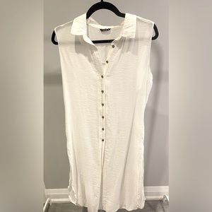 Splash Sleeveless Button Down Long Beach Wear Shirt, Size 14